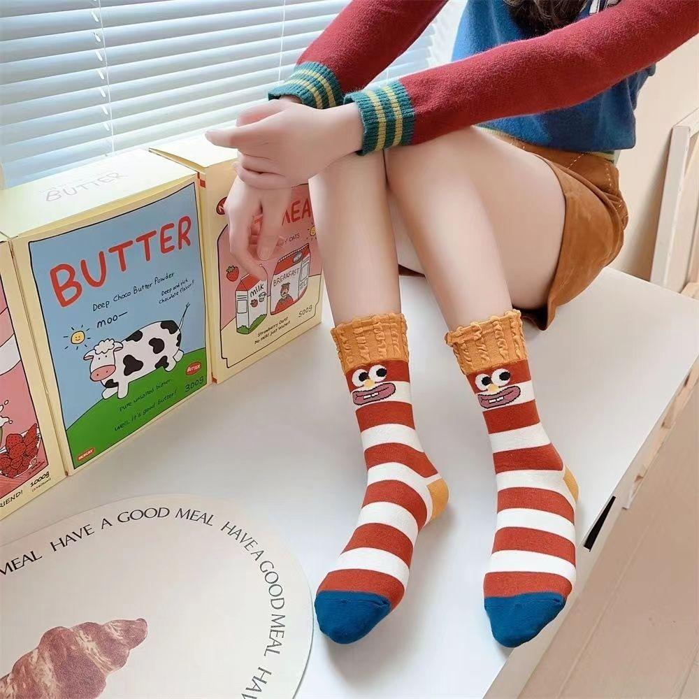Pommes-Socken für Mädchen im Winter, lustige und niedliche Cartoon-Graffiti-Socken