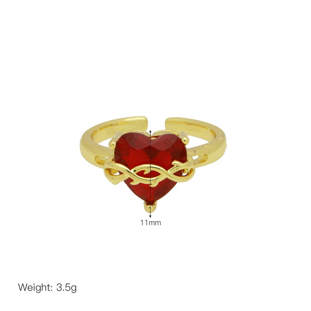 Happy Heart-Shaped Love Wings Open Ring Ring Ring Copper Gold-Plated High-End Jewelry