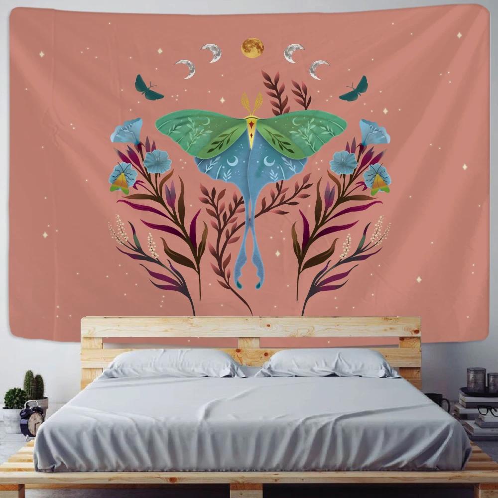 Wall Pendant Room  Background  Sun Butterfly Flower Tarot Card Psychedelic Scene Home Art Tapestry