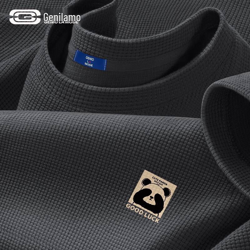 GENIOLAMODE Men s Heavyweight Waffle Knit Short Sleeve T-Shirt 2XL