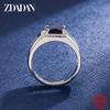 925 Sterling Silver Blue Green Crystal Adjustable Ring for Women Men Fashion Party Jewelry Gift