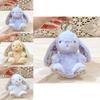 Rabbit Sitting Plush Keychain With Embroidered Flowers For Cute Collectible Gift