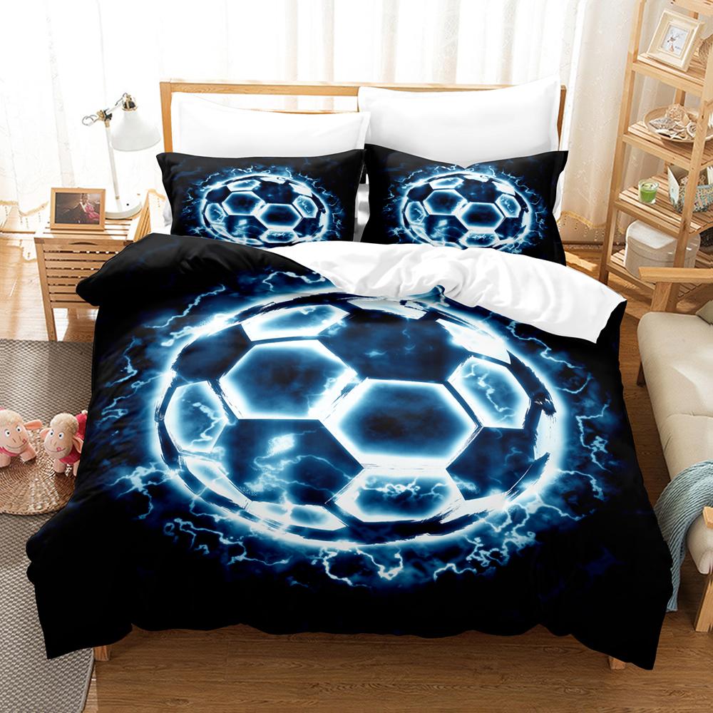 Dekbedovertrek 210x210 Print Football Teenagers Duvetcover&2pcs Pillowcase Single Double Size Super Comfortable Bedding Set