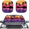 Coldinair Sunset Front Windshield Shade 2Pcs Sunshade for Car Windshield Folding Car Accessories for Truck SUV Sun Visor Protector, Tropical Palm