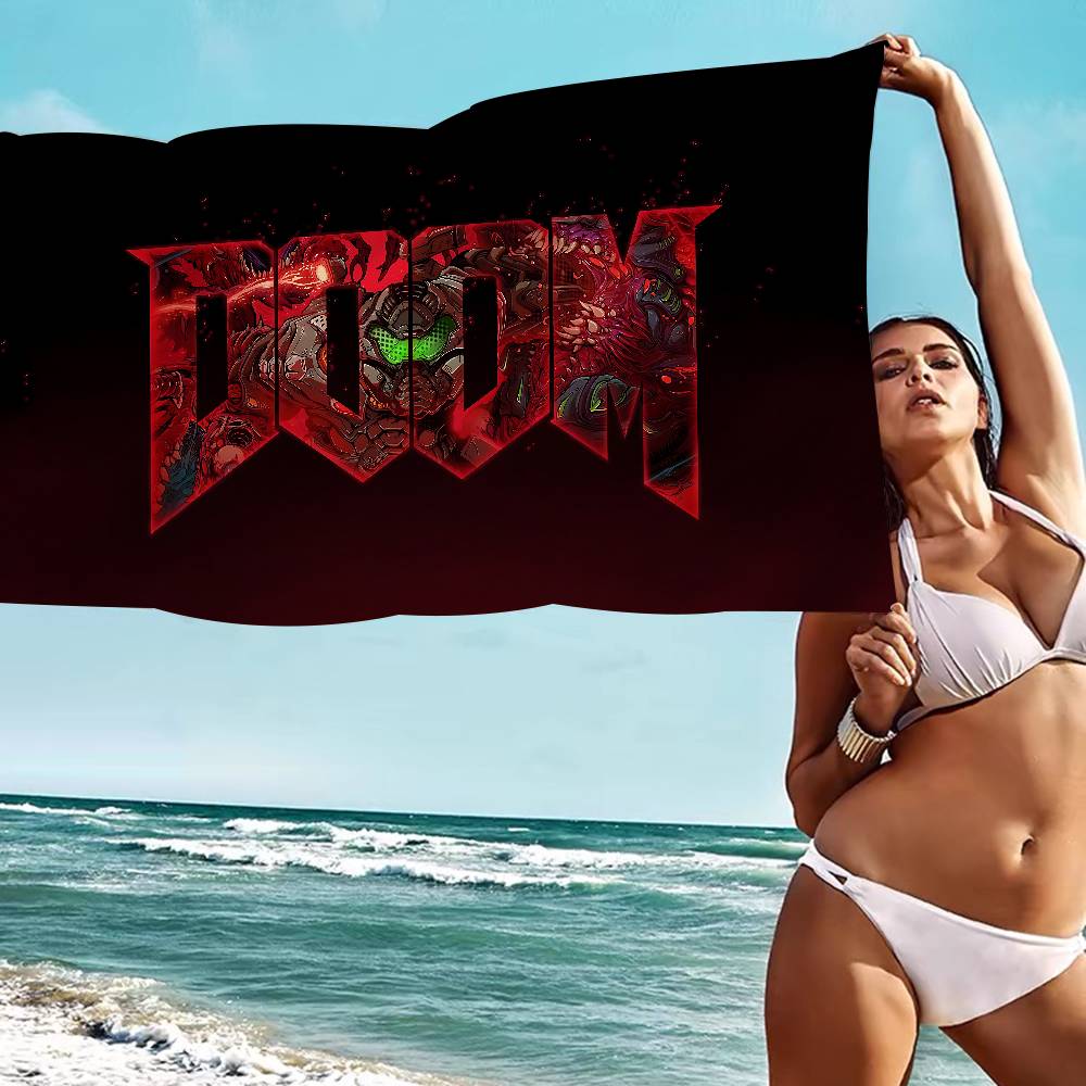 Shooting Game D-Doom Beach Towel Colorful Bath Towels For Girl Microfiber Quick Dry Custom Sand Free Beach Yoga Spa Gym Pool