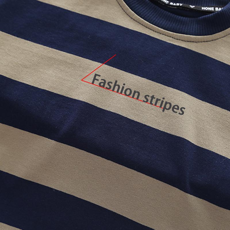 Boys' Summer New Casual Clothes Set, Striped Loose Children's Short Sleeves + Foreign Shorts Two-piece Set