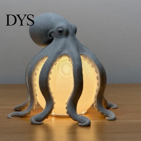 Dimmable Bedside Nightlight 3D Printed Octopus Night Light, Creative Table Lamp with Remote Control, 7 Color RGB Gradient Sleep LED for Kids Bedroom &