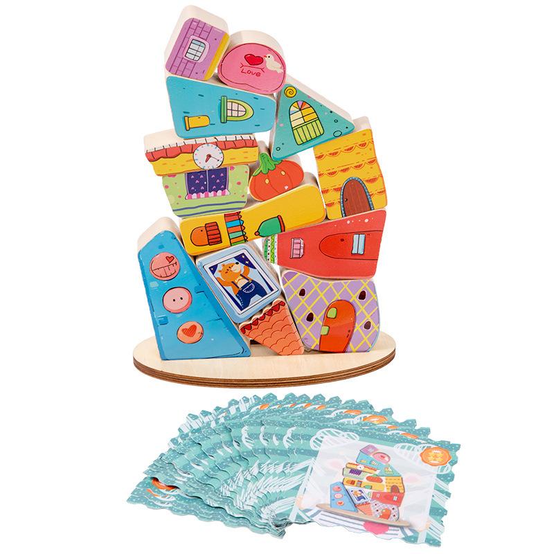 Wooden Three-Dimensional Stacking Music Balance Building Block Children'S Educational Toys Parent-Child Interaction Stacking Height 4-6 Toys