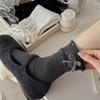 Female Autumn Winter Thickened Warm Heel Bow Wool Drum Pile Socks