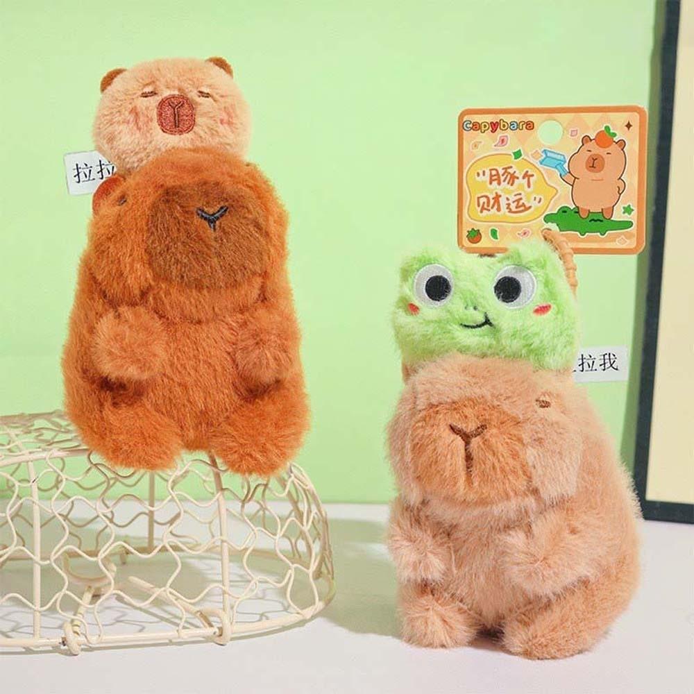 Soft Pulling Rope Capybara Dolls Key Ring Cartoon Capybara Keychain  Car Key Accessories