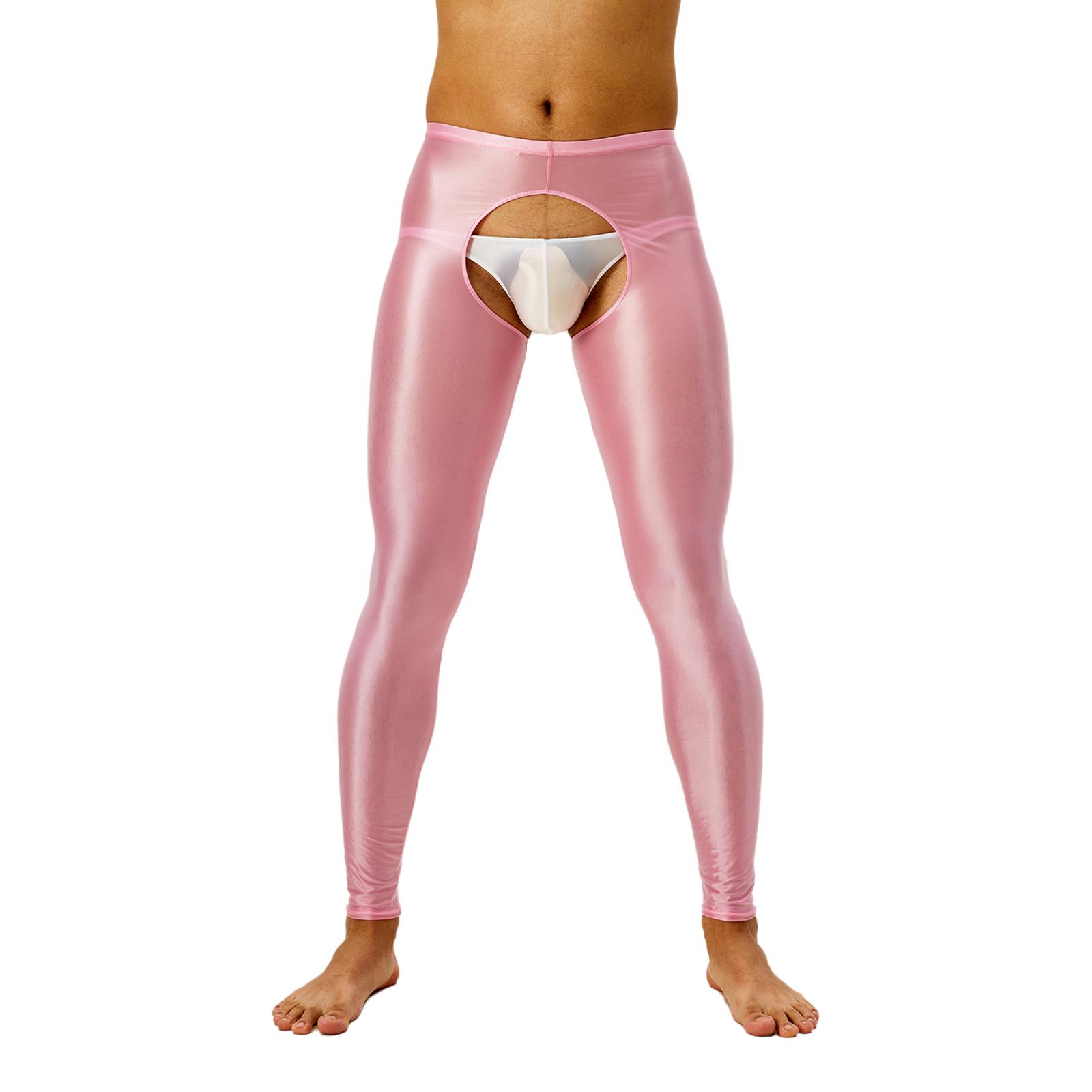 

Мужские компрессионные леггинсы с открытым шаговым швом из шелка, базовый слой, дышащие тренировочные леггинсы XL розовый