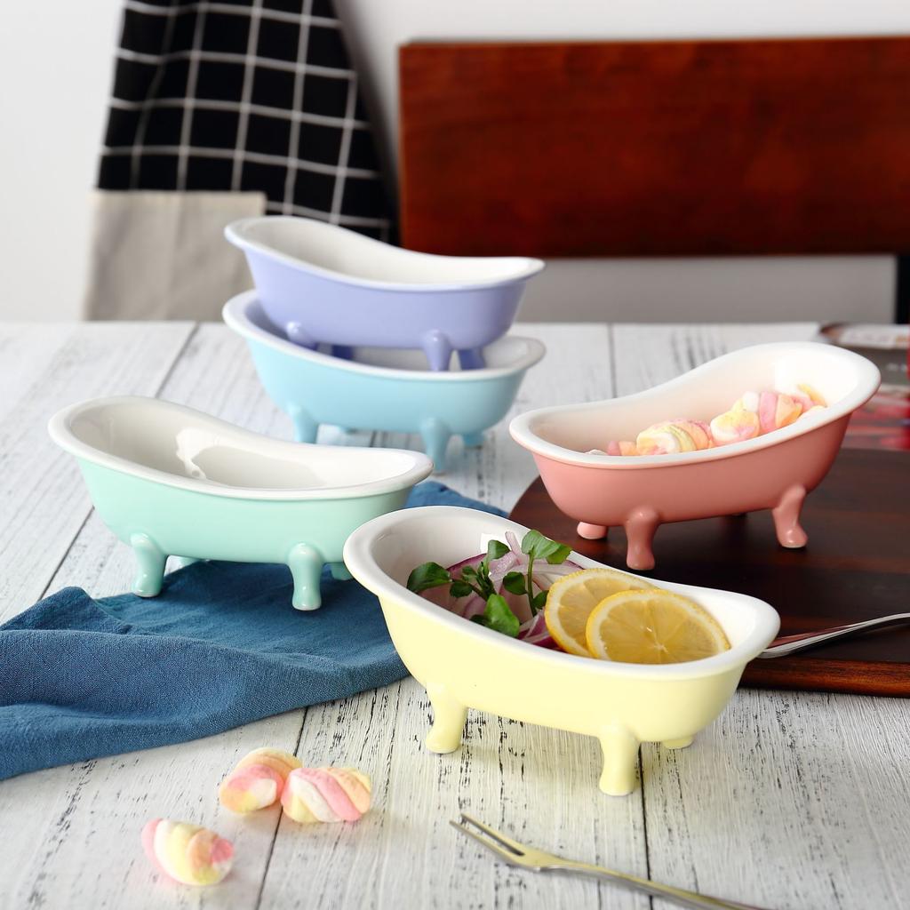 Bunte Macaron-Badewanne Eiscreme-Dessertschalen Keramik-Backschale Spezialitätenrestaurant Obstsalat Snackbehälter Soßenschale