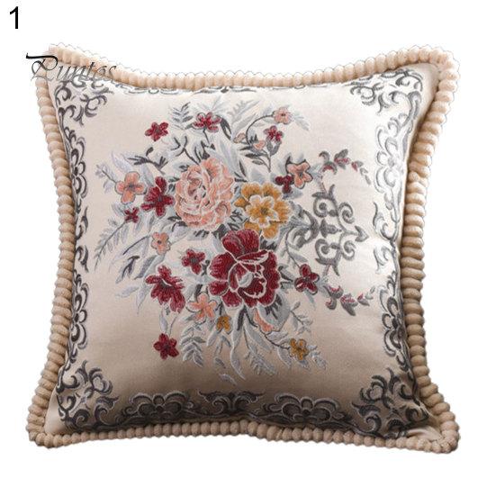 For Living Room Pillowslip Embroidery Pattern Car Interior Ornaments Silk Satin Sofa Couch Cushion Cover
