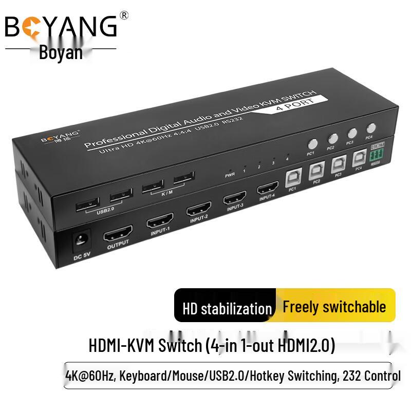 Boyang 4-Port HDMI 2.0 KVM Switch