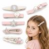5/6Pcs Sweet Galaxy Pink Hairpins Heart Shape Barrettes Fashion Hair Accessories  for Women Girls
