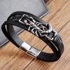 Black Leather Rope Cowhide Men's Centipede Animal Pattern Genuine Leather Woven Bracelet Multi-layer Leather Bracelet 2026