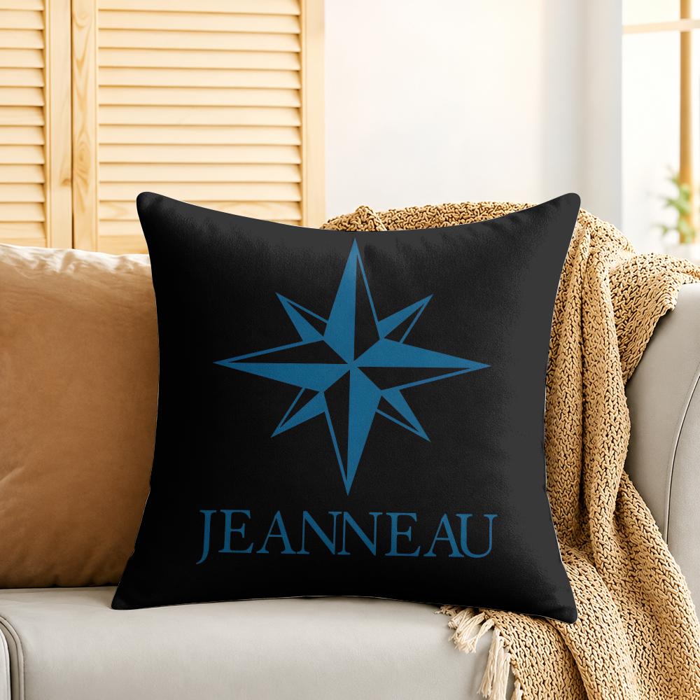 JJeanneau Yacht LOGO Cushion Cover Silky Short Plush Invisible Zipper Dustproof Sofa Pillow Case For Home Decor