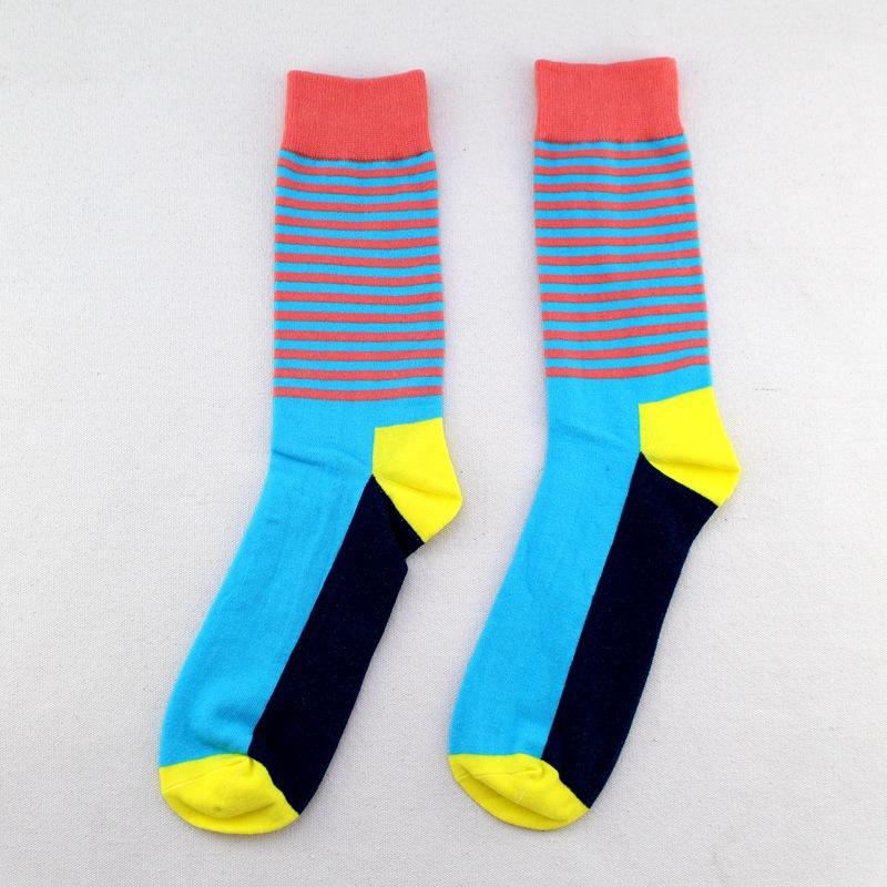New Arrival High Quality Combed Cotton Men Polka Dot Strip Happy Socks  Color  Designer Casual Novelty Dress Business