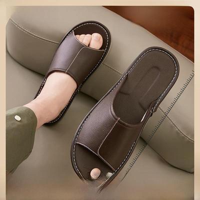 Pantofole da uomo grandi in vera pelle bovina - Antiscivolo, Comfort estivo per la casa, Taglie forti disponibili