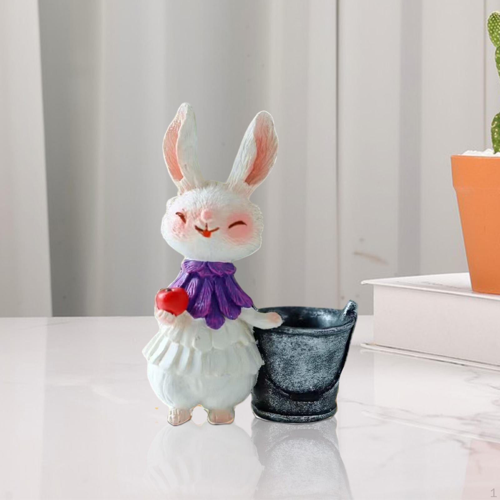 

Bunny Figurine for Easter Flower Pot Centerpiece Rabbit Sculpture Home Decor фиолетовый