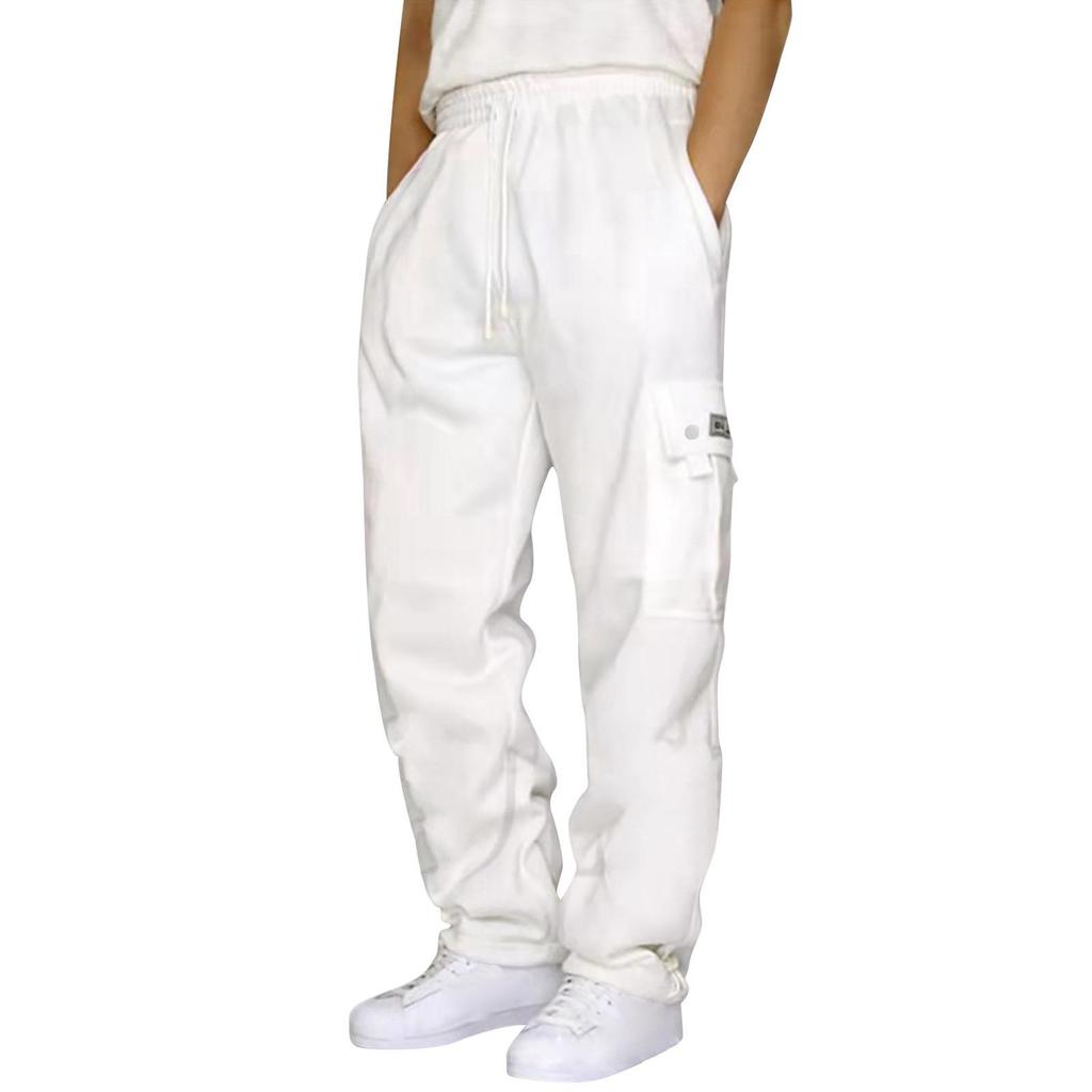Men's Fleece-lined Cargo Pants with Cuffed Ankle and Multi-Pockets