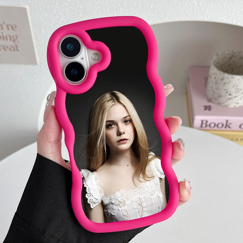 Elle Fanning Wavy Edge TPU Mobile Phone Case for iPhone 17 16 15 14 13 12 11 Air Pro Max Plus Colorful Cover