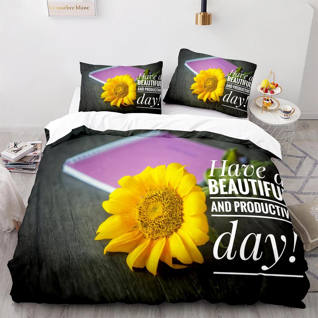 Yellow Sunflowers King Queen Duvet Cover Beautiful Floral Bedding Set For Kids Girls Women Girly Lovely Flowers Soft Quilt Cover