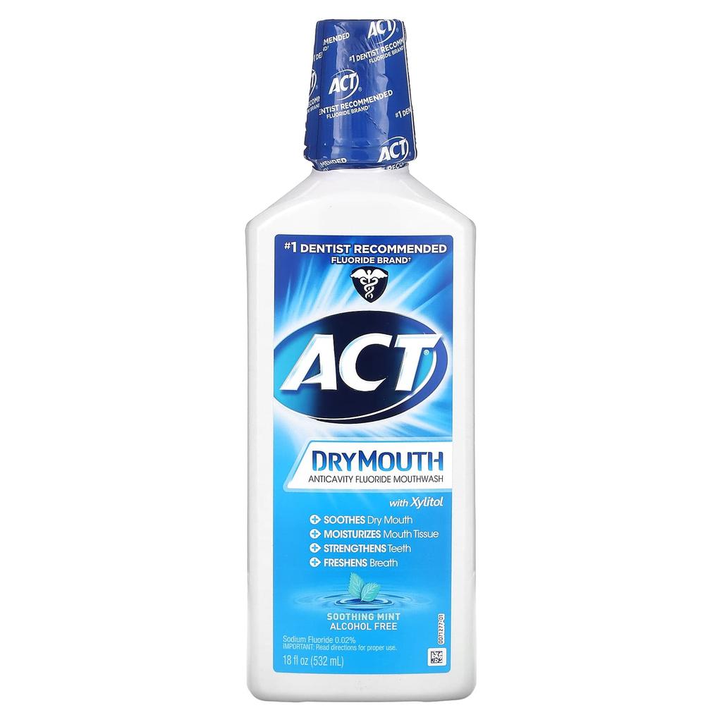 Dry Mouth Cavity Prevention Fluoride Mouthwash, With Xylitol, Alcohol Free, Mint Soothing, 532 Ml (18 Fl Oz)