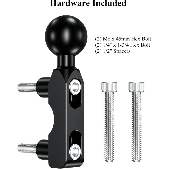 BRCOVAN Aluminum Alloy Mount Base With 1'' TPU Ball For Motorcycle Brake/Clutch Reservoir Compatible With RAM Mounts B Size 1'' Ball Double Socket