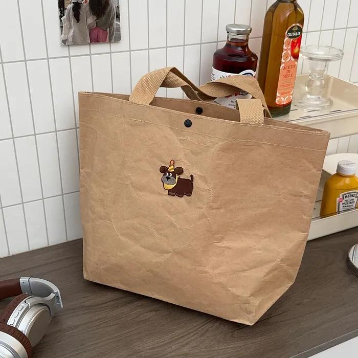 Dog wearing a cone hat craft shopping bag