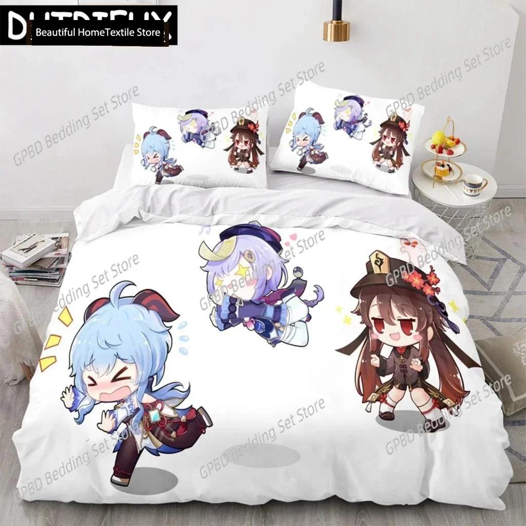Genshin Impact Anime 3D NEW Duvet Cover Pillowcase Bedding Set Adult Boy Girl Bedroom Decoration Children Single Double Large
