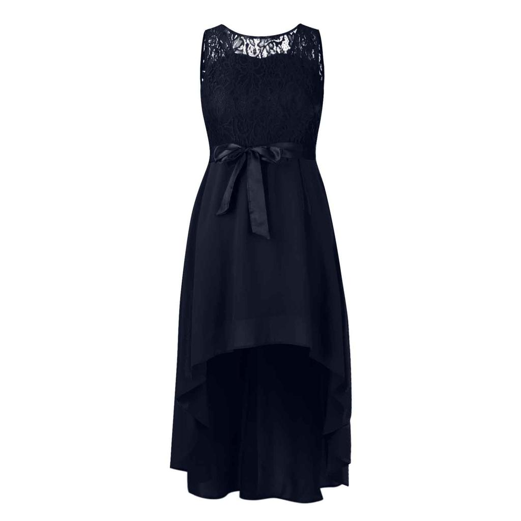 Women's Sexy Lace Splicing Swing Dress Sleeveless Irregular Dress  For Party