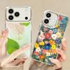 INS Watercolor Floral Case For iPhone 17 Pro Max iPhone 16 15 14 13 Pro Max 11 17e 16e Plating Lens Frame Clear Soft Silicone Back Cover