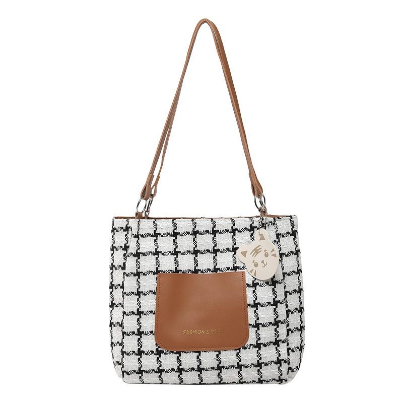 Plaid handbag new fashion casual simple tote bag large capacity shoulder armpit bag women's bag