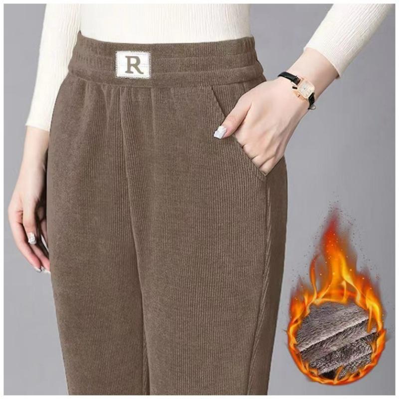 R standard warm fleece thickened arctic fleece casual pants for women's winter new high-waisted slim pants Harlan pants for women