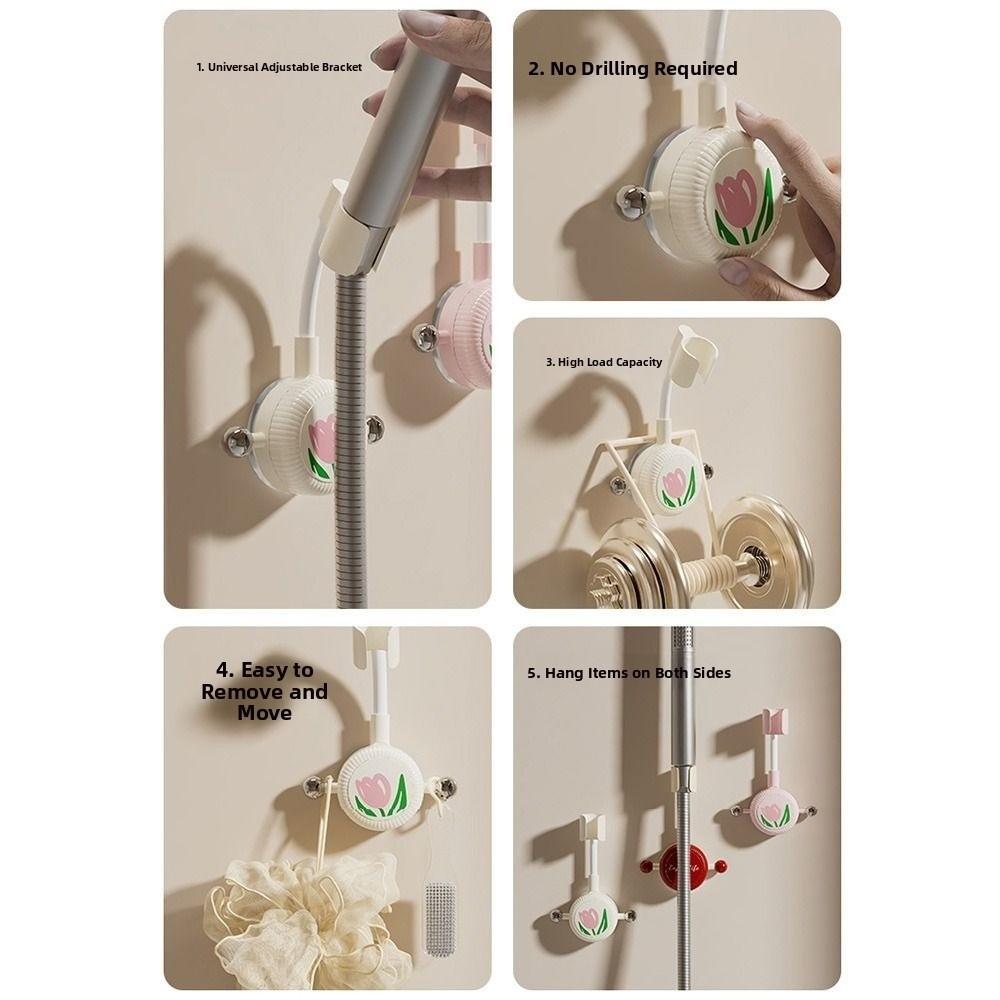 Tulip Pattern Shower Head Support Stand 360° Adjustable Wall Mounted Shower Base  Kitchen
