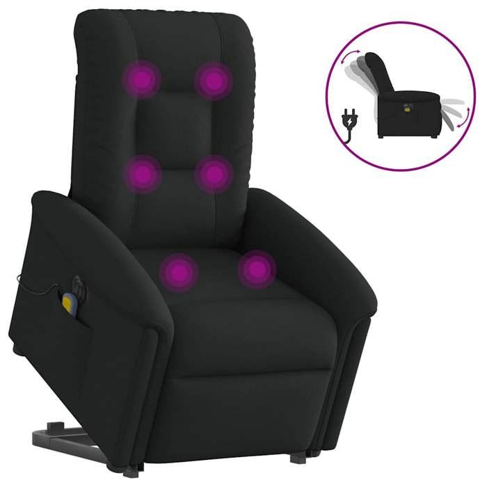 VidaXL Fauteuil inclinable de massage électrique Noir Tissu, fauteuil de massage électrique, fauteuil de massage, chaise 3303286
