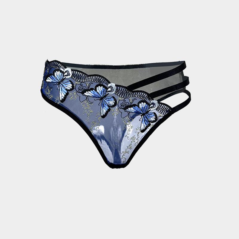 Pantaloni Sottili Seducenti da Donna a Maglia Slim Fit con Ricamo Floreale Sottile, Biancheria Intima per Luna di Miele