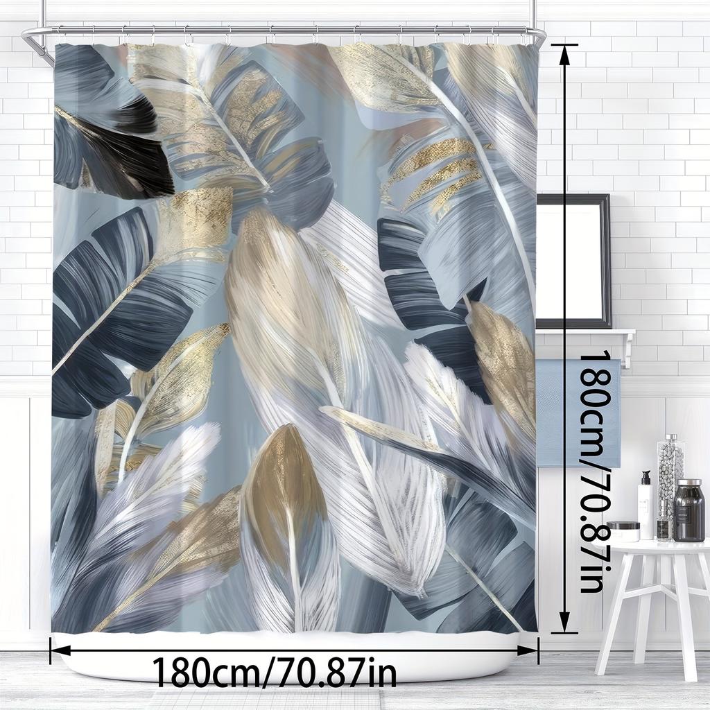 1pc of Modern Artistic Luxury Shower Curtain with Feather Pattern Digital Print