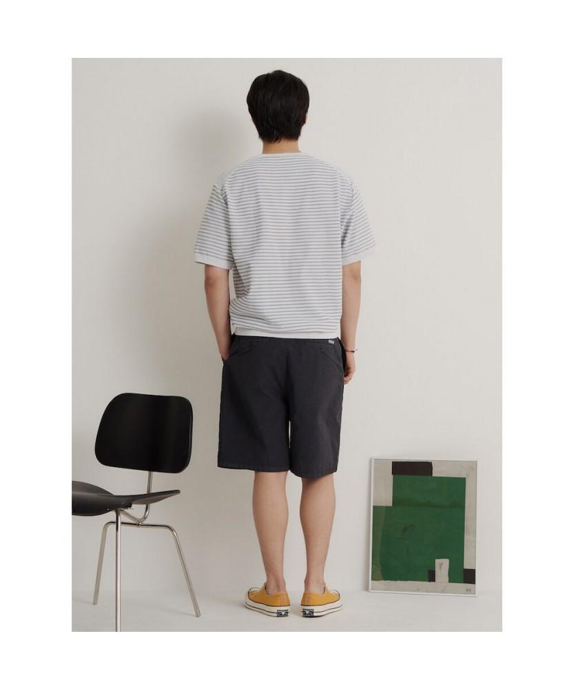 Binpolmen Gentle Tech Casual Pinstripe Round Knit Light Gray