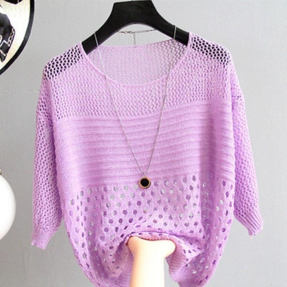 Ausgestrickter Pullover mit Lochmuster Rundhals Ausgestricktes Oberteil Mode Strand Überwurf Strandurlaub