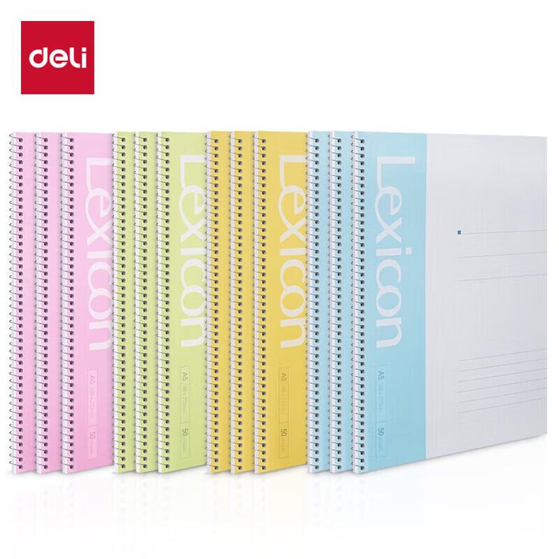 Deli A5 Spiral Bound Softcover Notebook (12 Pack)