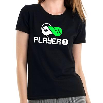 Player 1 2 Players Gamer Gaming Geek Nerd Buddy Partner Ladies Girlie T-Shirt