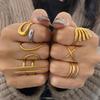 Hot Selling Classic Style Stainless Steel and PVD 18K Gold Plated Waterproof Jewelry Rings  ODM Geometry Personality Rings