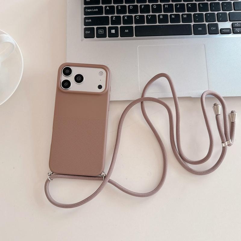 

Necklace Lanyard Rope Polka Dot Silicone Phone Case For IPhone 17 16 15 14 13 12 11 Pro MAX For IPhone 16 17 Pro Max Soft Cover iPhone 15 Pro Max коричневий