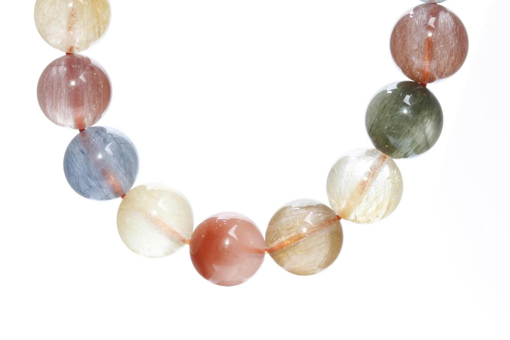 KOUOKU Old Multicolor Rutilated Quartz Bracelet 10mm Power Stone Money Luck Good Luck Brazilian Natural Stone Prayer Beads Rutilated Quartz [K