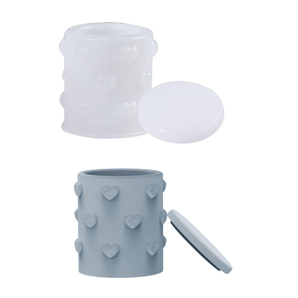 DIY Resin Casting Heart Embossed Box Resin Silicone Moulds For Crafting Decorative Storage Jars And Candle Holders