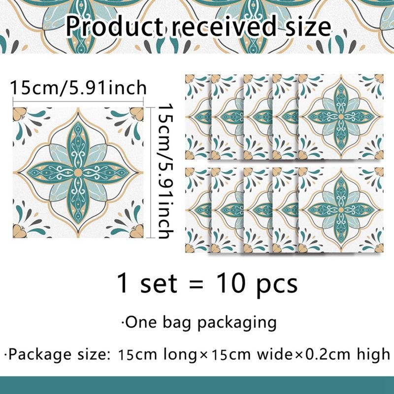10pcs Retro Self Adhesive Wall Sticker Kitchen Tile Sticker 15*15cm