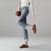 SOFSIL Women's High-Waist Lace-Trim Straight-Leg Jeans