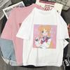 Camiseta con estampado Kawaii de Anime japonés para mujer, remera Harajuku de estética blanca y rosa, camiseta para mujer 2022